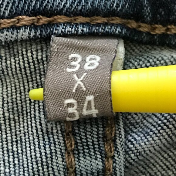 DL1961 Avery Straight Jeans Men 38x34 Blue Mid Rise Medium Wash Distressed 16800 - Picture 4 of 13